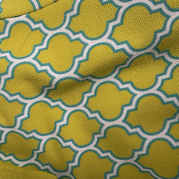 Lands'‎ End Women's Lime Geometric Print Polo Shirt Size XL Preppy Resort Tennis - Picture 5 of 11